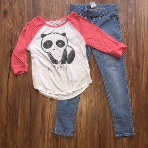 Panda Top & Jeggings. Girls 7/8